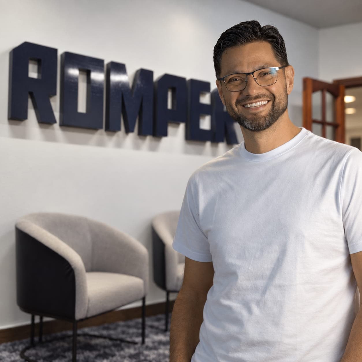 Portrait of Marlon Rihayem, founder of the Romper Group, at headquarters