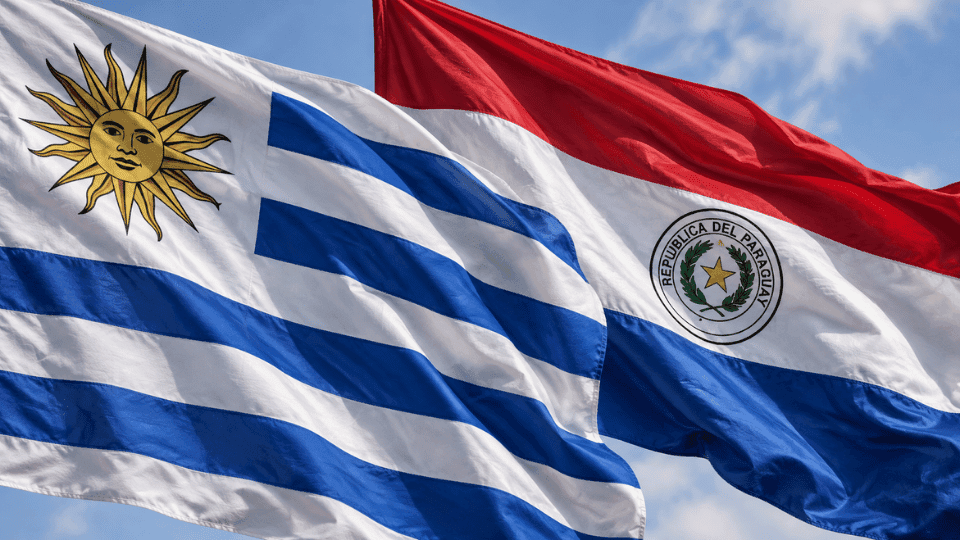 Bandeiras do Uruguai e do Paraguai